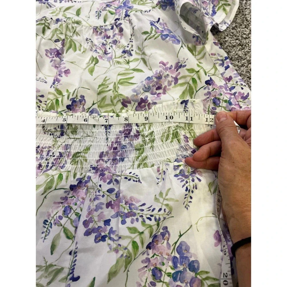 Hill House Home Girls Wisteria Floral Flutter Sleeve Top Ruffle Shorts Set 9/10Y